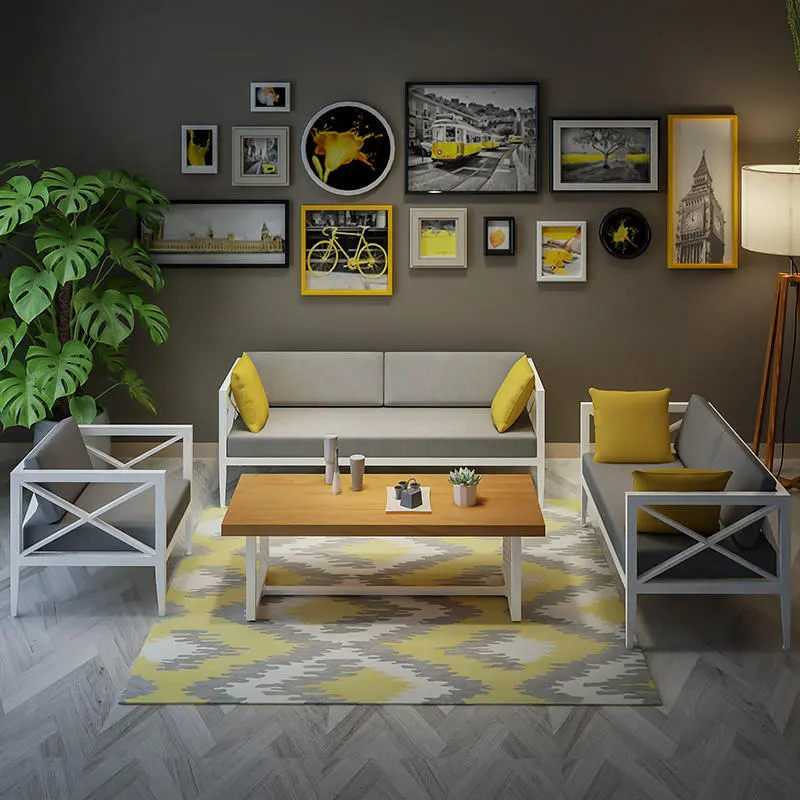 Affordable powder-coated metal sofa for rental homes